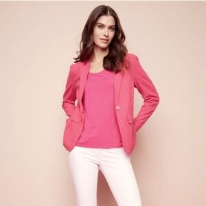 NWT CHARLIE B Coral Linen Blend Single Breast Jacket Blazer 8